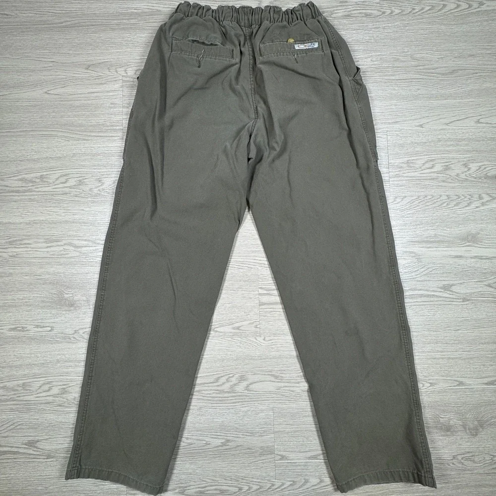 Vintage Ocean Pacific Mens Cargo Pants Olive‎ Green Elastic Waist Cotton Medium